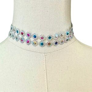Multi color Silver choker